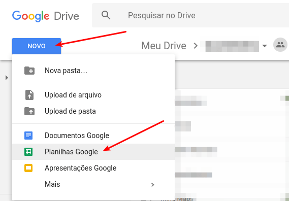 google drive planilhas excel online